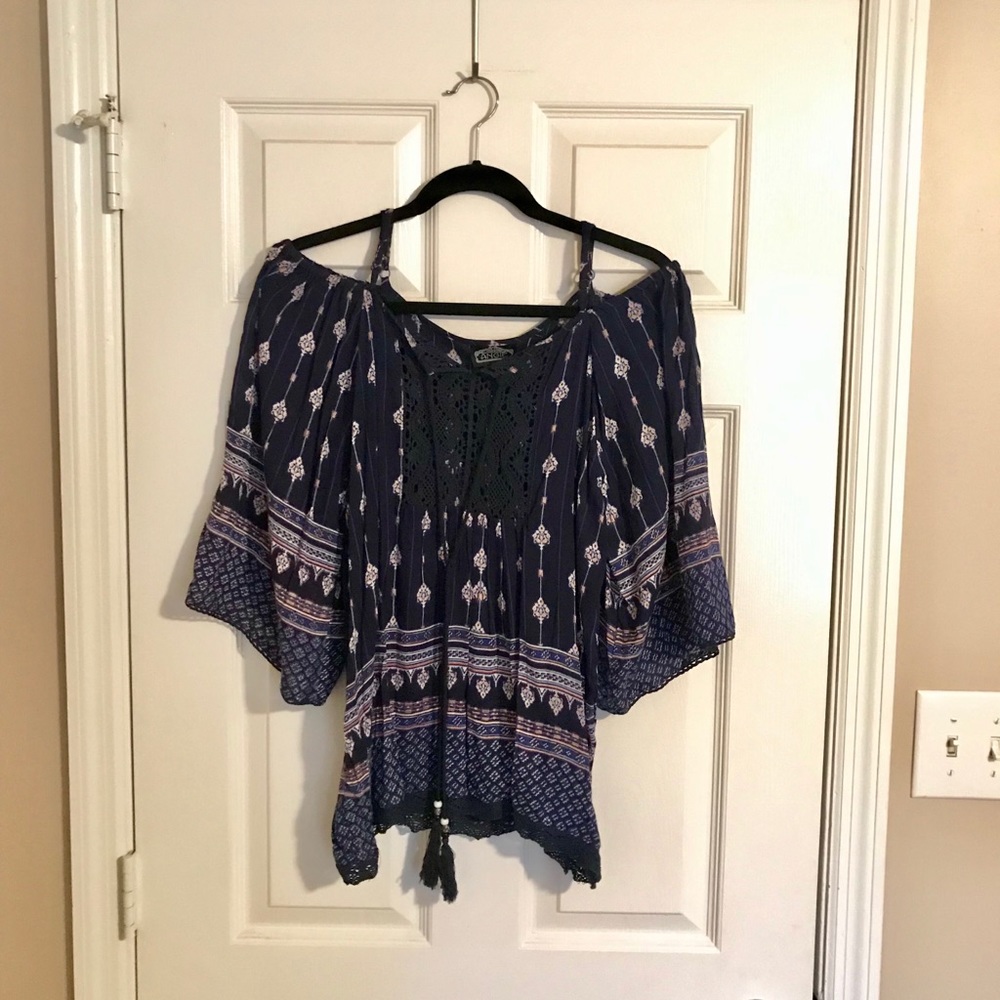 Angie Boho Peasant Cold Shoulder Top
